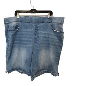 DKNY Plus Size Jean Pull On Comfort Stretch Denim Short Elastic Size 2X